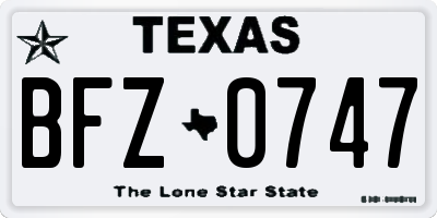 TX license plate BFZ0747