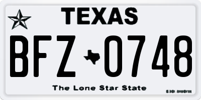 TX license plate BFZ0748