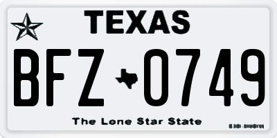 TX license plate BFZ0749