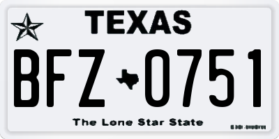 TX license plate BFZ0751