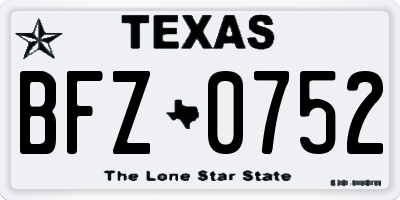 TX license plate BFZ0752