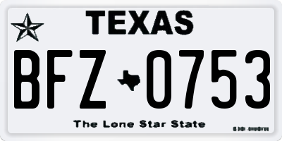 TX license plate BFZ0753