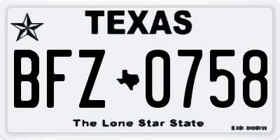 TX license plate BFZ0758