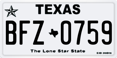 TX license plate BFZ0759