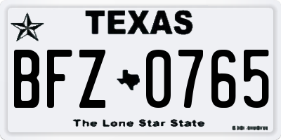 TX license plate BFZ0765