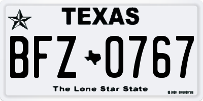 TX license plate BFZ0767