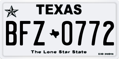 TX license plate BFZ0772