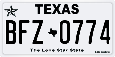 TX license plate BFZ0774