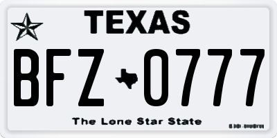 TX license plate BFZ0777