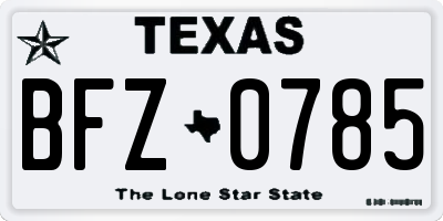TX license plate BFZ0785