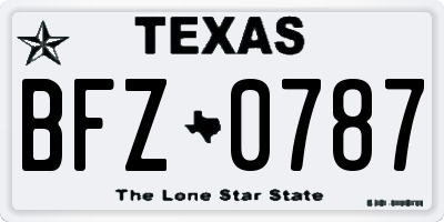 TX license plate BFZ0787