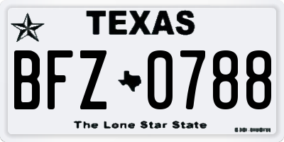 TX license plate BFZ0788