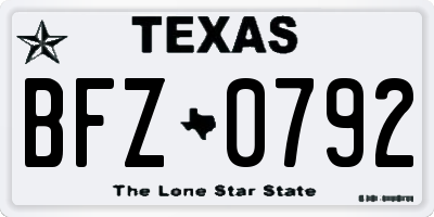 TX license plate BFZ0792