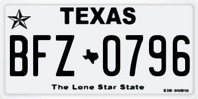 TX license plate BFZ0796