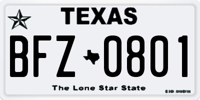 TX license plate BFZ0801
