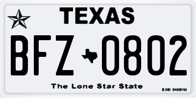 TX license plate BFZ0802