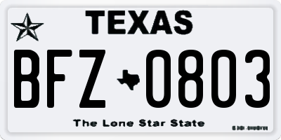TX license plate BFZ0803