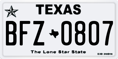 TX license plate BFZ0807