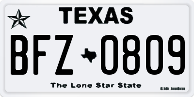 TX license plate BFZ0809
