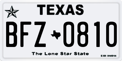 TX license plate BFZ0810