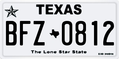 TX license plate BFZ0812