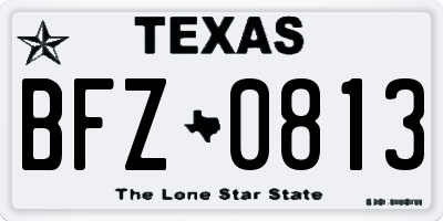 TX license plate BFZ0813