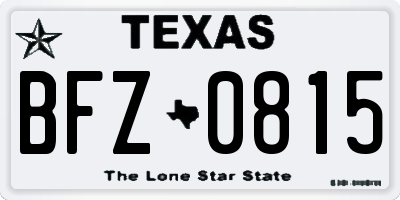 TX license plate BFZ0815