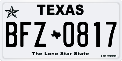 TX license plate BFZ0817