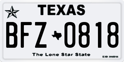 TX license plate BFZ0818