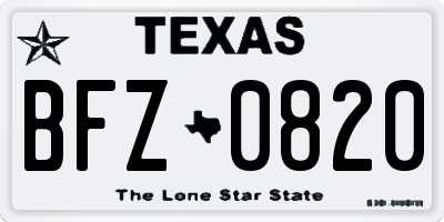 TX license plate BFZ0820