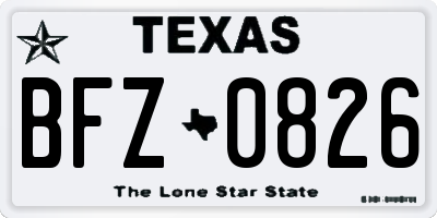 TX license plate BFZ0826