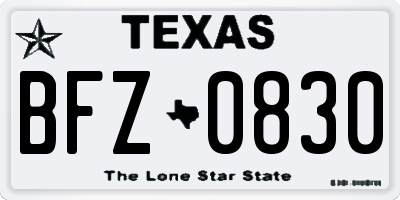 TX license plate BFZ0830