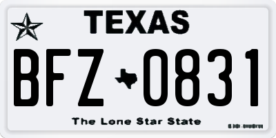 TX license plate BFZ0831