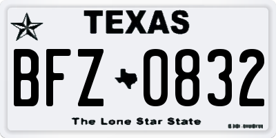 TX license plate BFZ0832