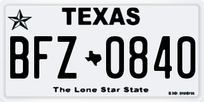 TX license plate BFZ0840