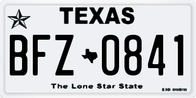 TX license plate BFZ0841