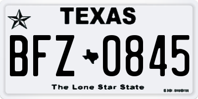 TX license plate BFZ0845