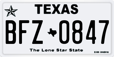 TX license plate BFZ0847