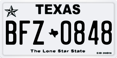TX license plate BFZ0848