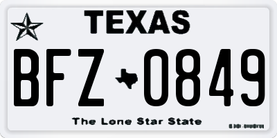 TX license plate BFZ0849