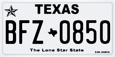 TX license plate BFZ0850