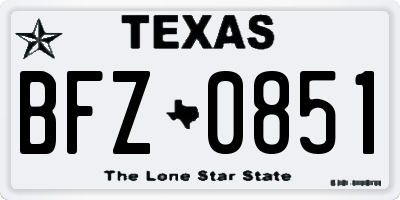 TX license plate BFZ0851