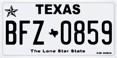 TX license plate BFZ0859