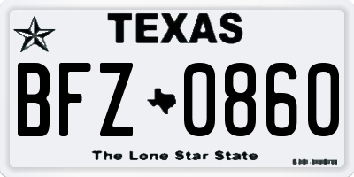 TX license plate BFZ0860