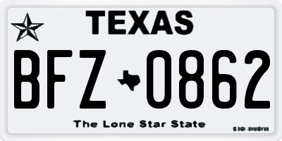 TX license plate BFZ0862