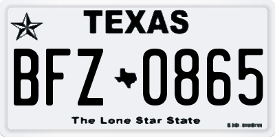 TX license plate BFZ0865