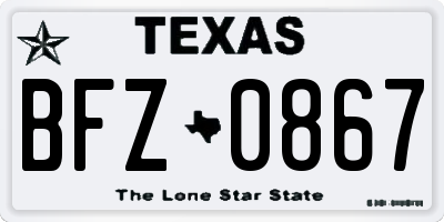 TX license plate BFZ0867