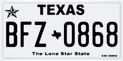 TX license plate BFZ0868