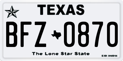 TX license plate BFZ0870