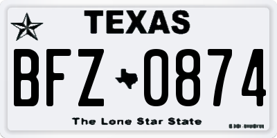 TX license plate BFZ0874